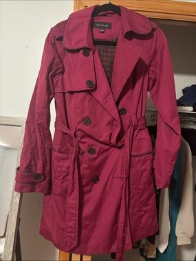 Jones New York Fuchsia Double-Breasted Trench Coat